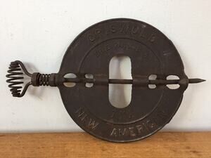 Antique Griswold New American Reversible Flue Chimney Damper 7" Rustic Cast Iron